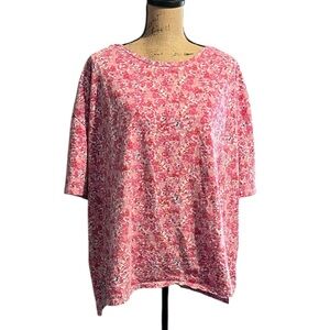 Woman Within Pink Floral Plus Size Short Sleeve Tee.